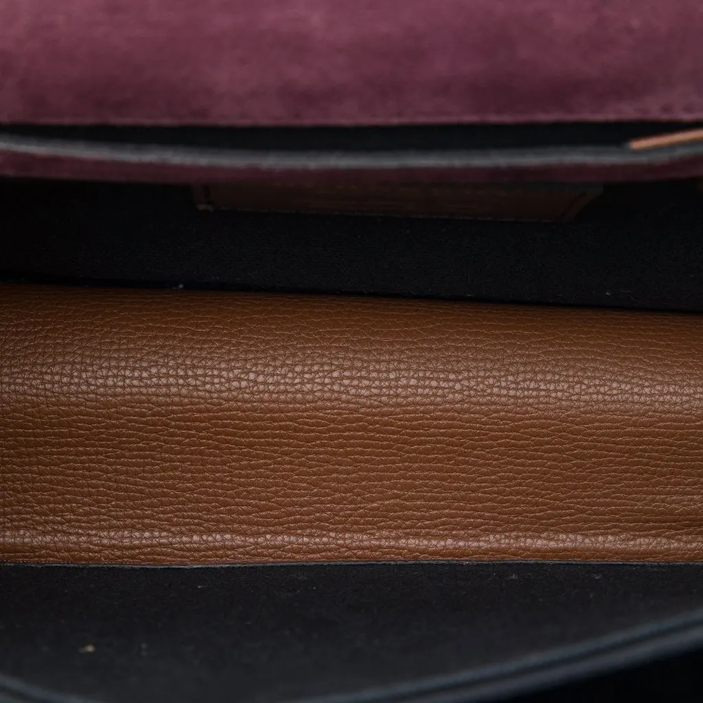Burberry Small Leather and House Check Canvas Derby Macken Crossbody Brown Canvas Good - Model View