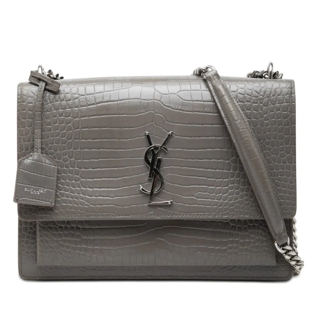 Saint Laurent Large Croc Embossed Leather Monogram Sunset Crossbody MultiColor Leather Very good - Front View