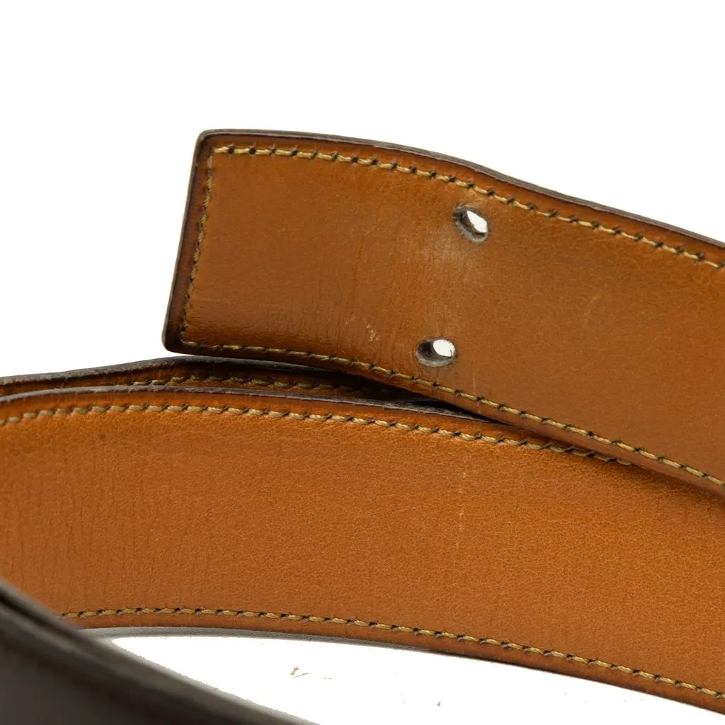Hermès Box Calf and Togo Constance H Reversible Belt Black Leather Very good - Model View