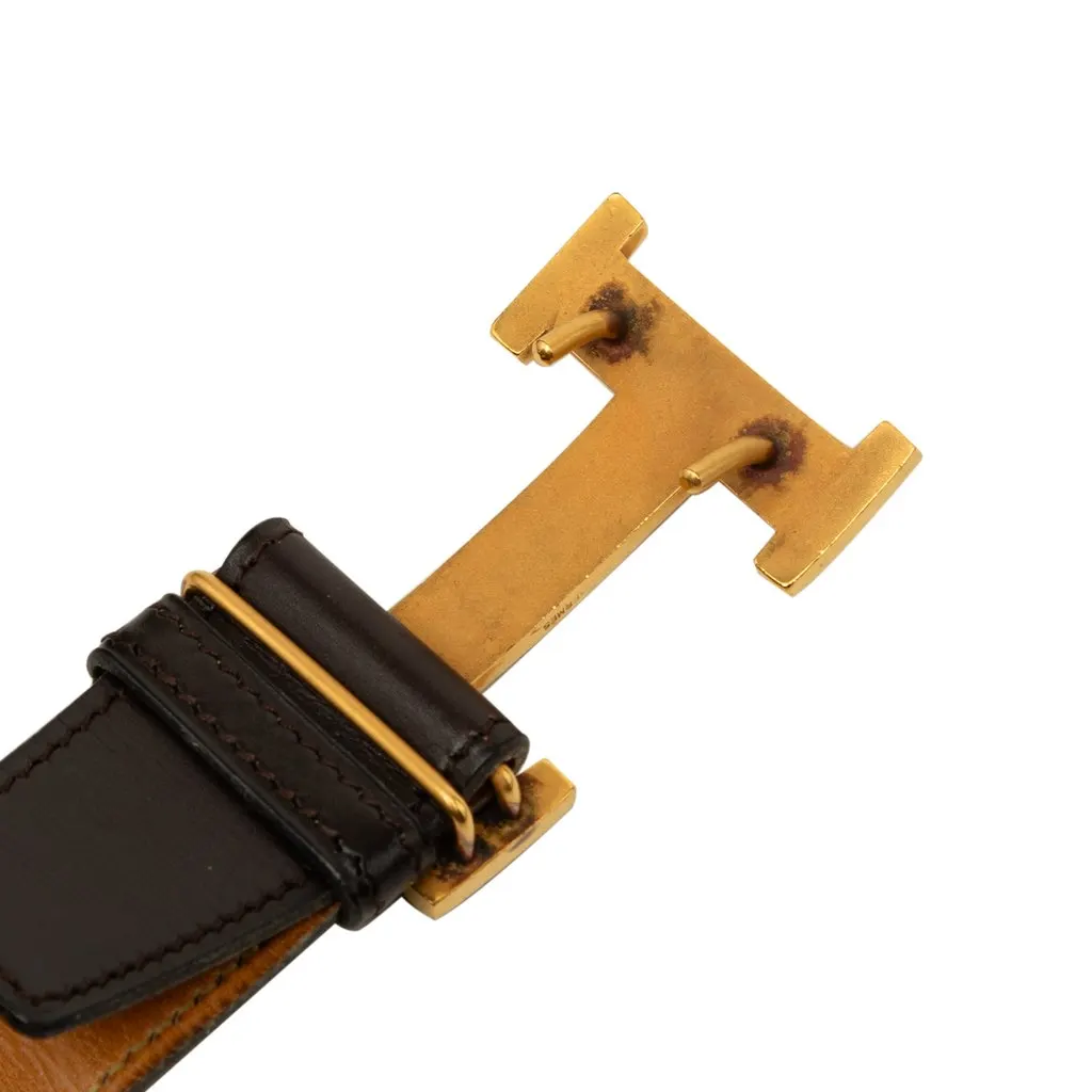 Hermès Box Calf and Togo Constance H Reversible Belt Black Leather Very good - Box View