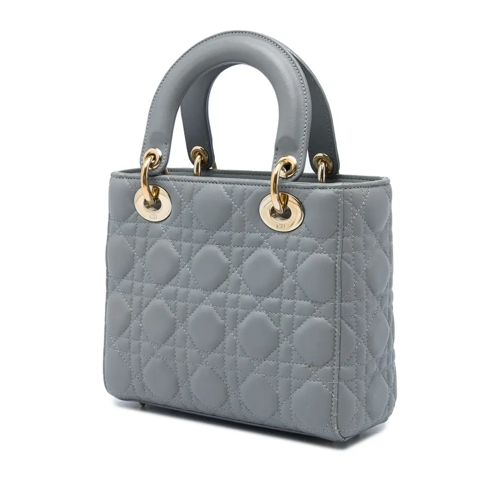 Dior Small Lambskin Cannage MyABCDior Lady Dior Grey Leather Very good - Back View