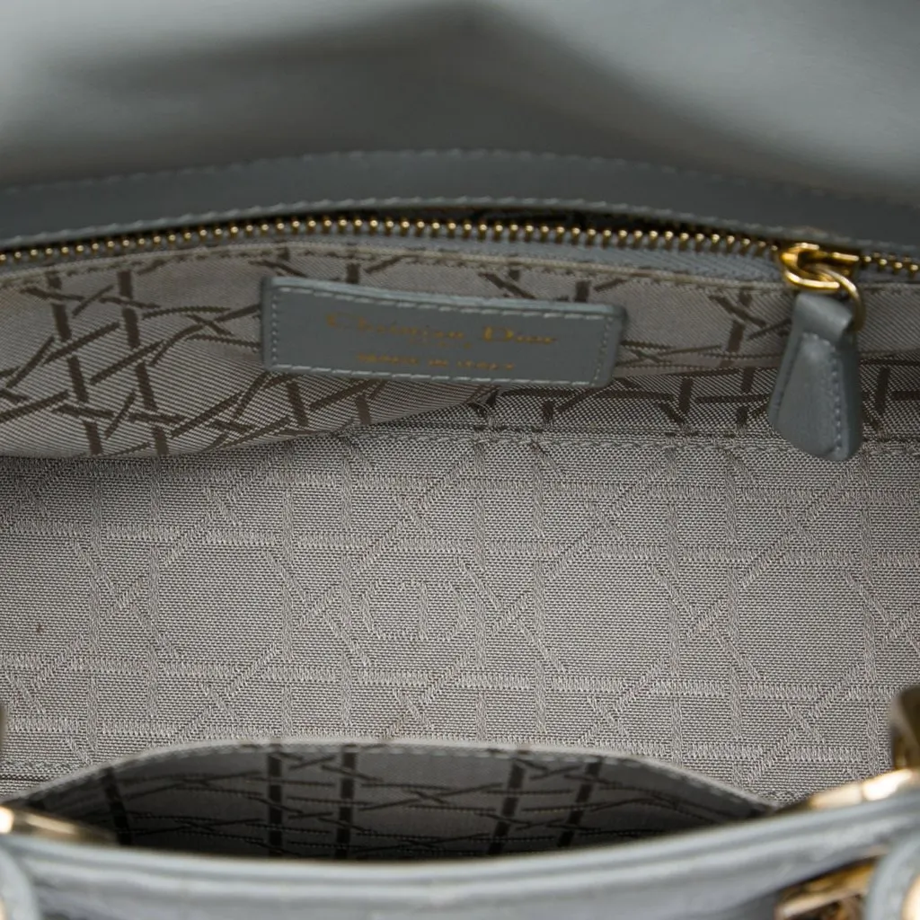 Dior Small Lambskin Cannage MyABCDior Lady Dior Grey Leather Very good - Model View
