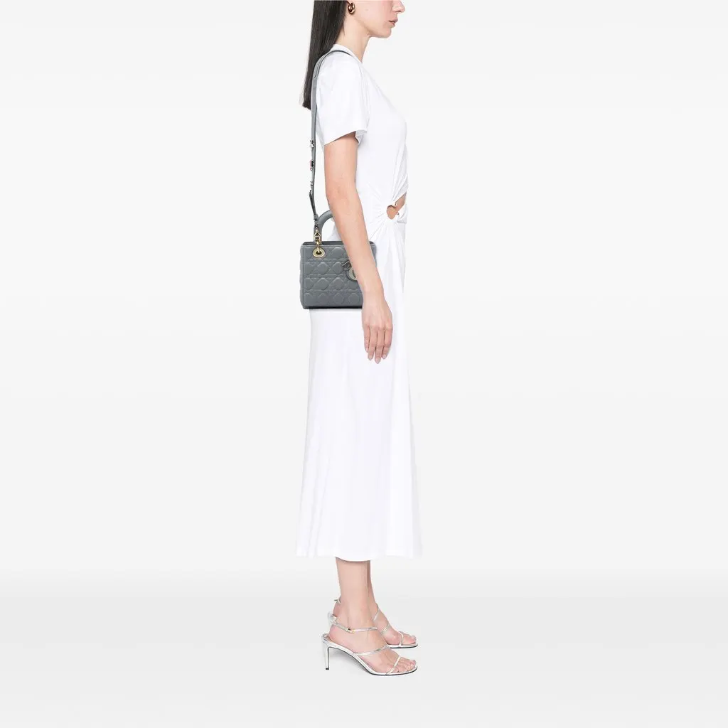 Dior Small Lambskin Cannage MyABCDior Lady Dior Grey Leather Very good - Box View