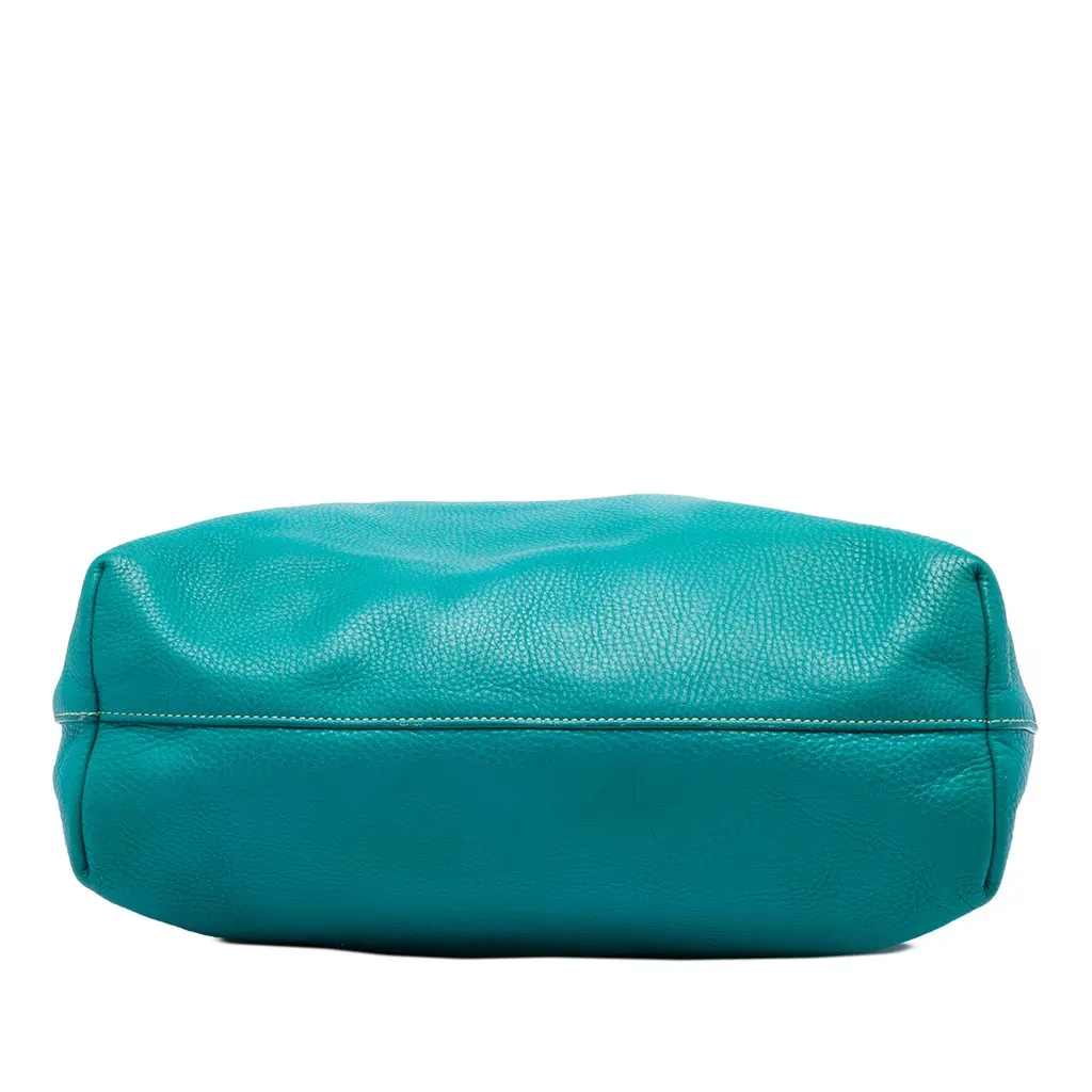 Prada Vitello Daino Open Convertible Tote Blue Leather Good - Inside View
