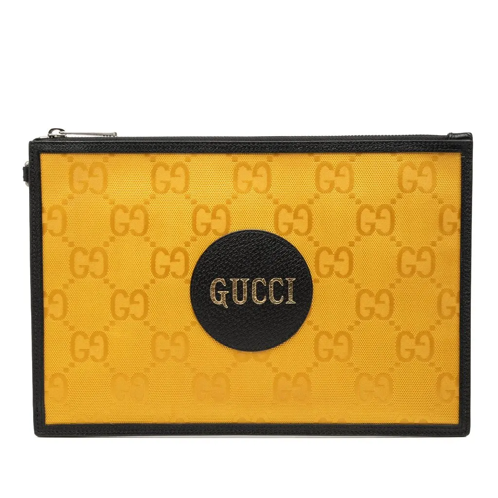 Gucci GG Nylon Off The Grid Clutch Yellow Polyamide Very good - Front View