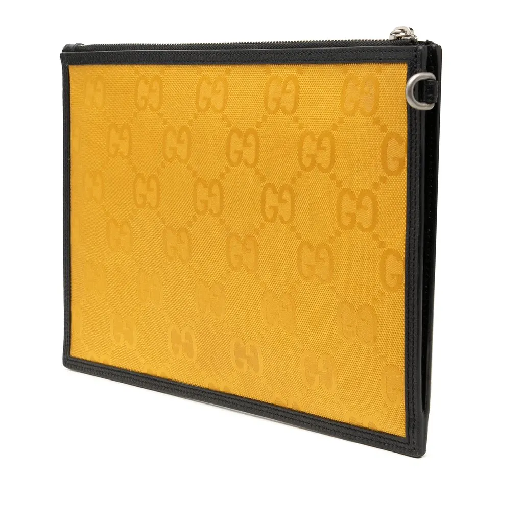 Gucci GG Nylon Off The Grid Clutch Yellow Polyamide Very good - Back View