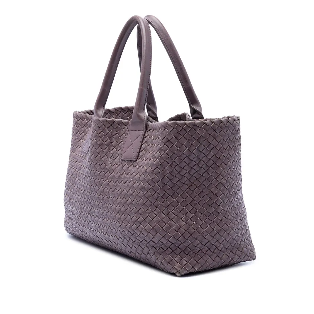 Bottega Veneta Limited Edition Medium Lambskin Intreccio Cabat Tote Purple Leather Very good - Back View