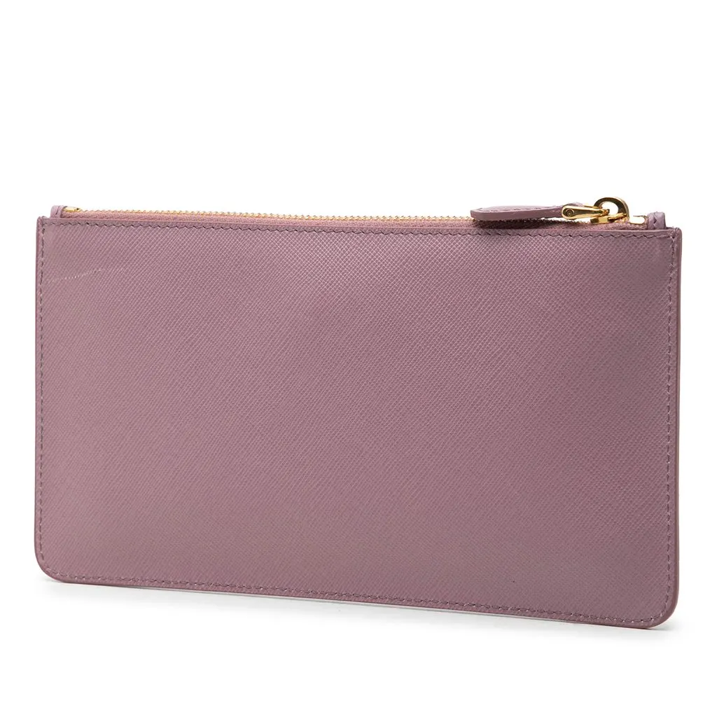 Prada Saffiano Flat Pouch Pink Leather Very good - Back View