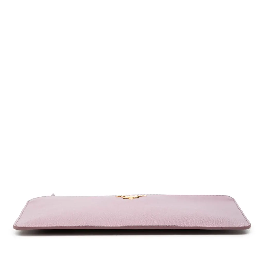 Prada Saffiano Flat Pouch Pink Leather Very good - Inside View