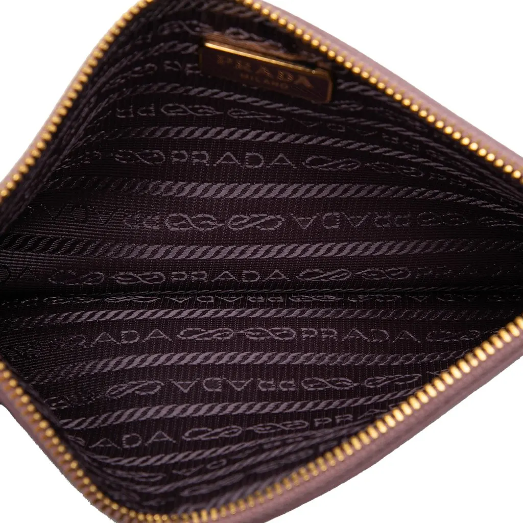 Prada Saffiano Flat Pouch Pink Leather Very good - Model View