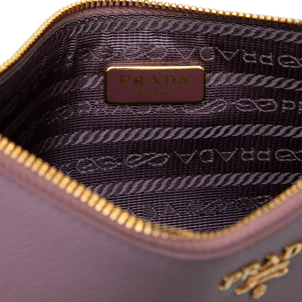 Prada Saffiano Flat Pouch Pink Leather Very good - Box View