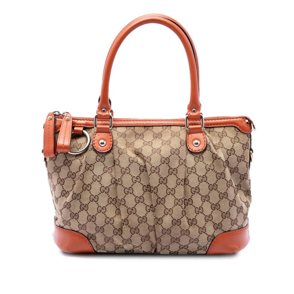 Gucci GG Canvas Sukey Satchel Beige Good - Front View