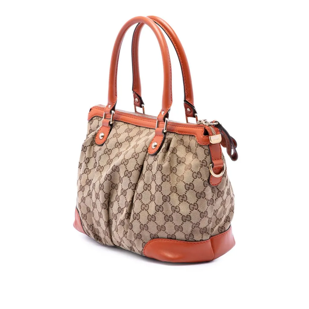 Gucci GG Canvas Sukey Satchel Beige Good - Back View