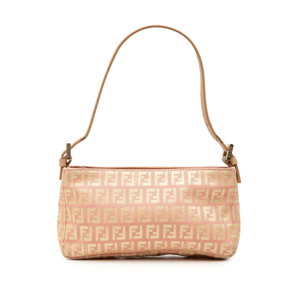 Fendi Zucchino Canvas Pochette Pink Canvas Good - Front View