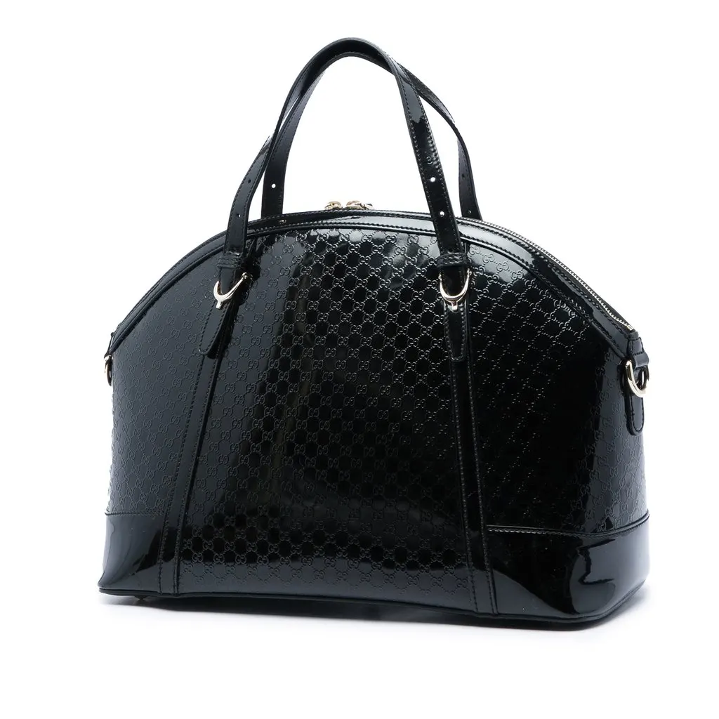 Gucci Large Microguccissima Patent Nice Dome Satchel Black Leather Good - Back View
