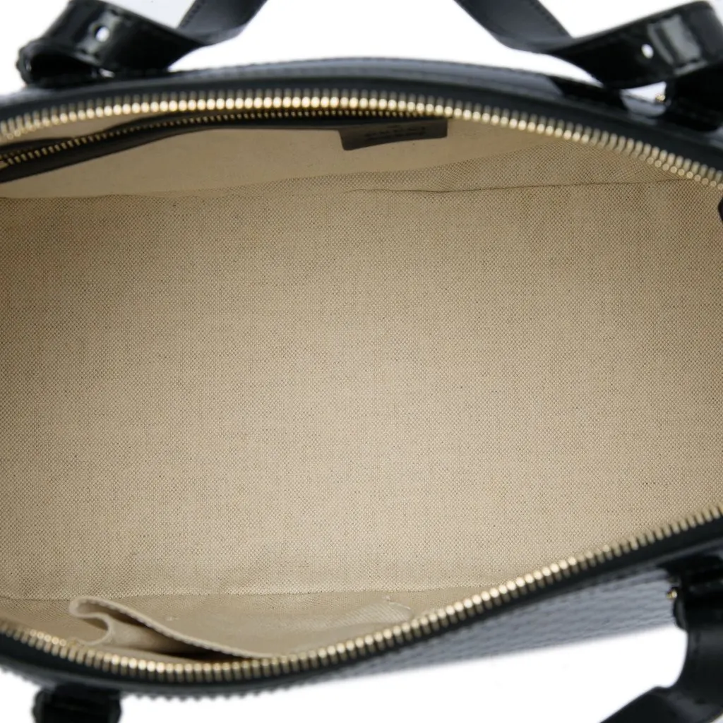 Gucci Large Microguccissima Patent Nice Dome Satchel Black Leather Good - Model View