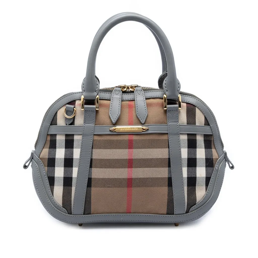 Burberry Small Leather Trimmed House Check Canvas Bridle Orchard Satchel