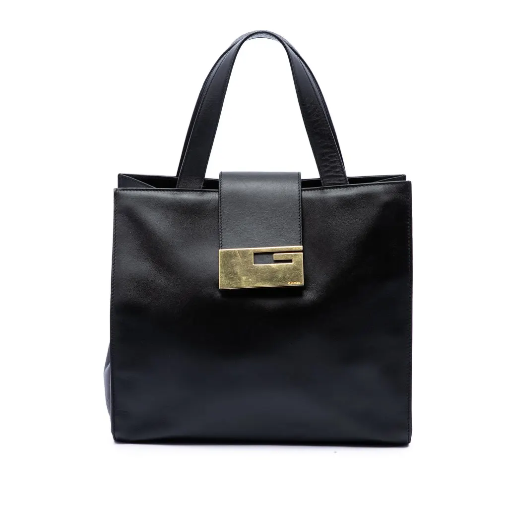 Gucci Calfskin Handbag Black Leather Very good - Front View