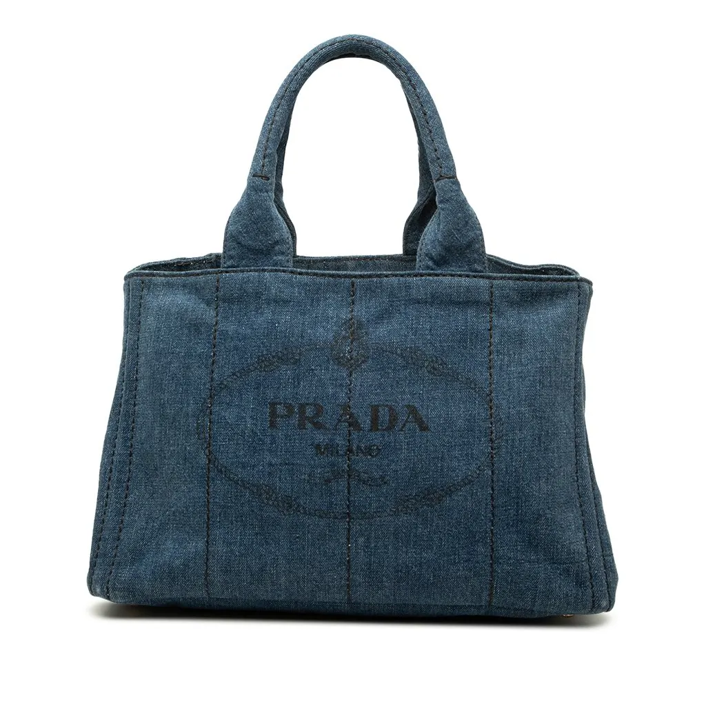 Prada Denim Canapa Logo Tote Blue Denim Very good - Front View