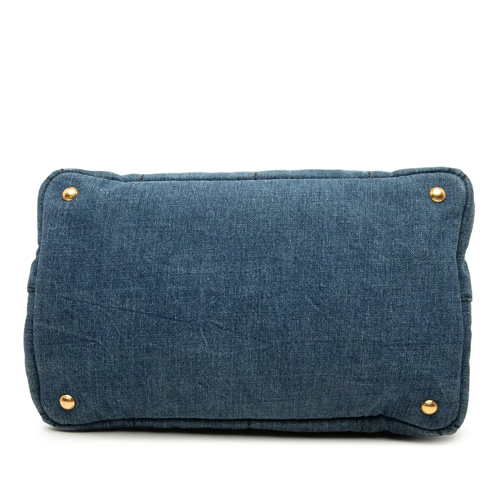 Prada Denim Canapa Logo Tote Blue Denim Very good - Inside View