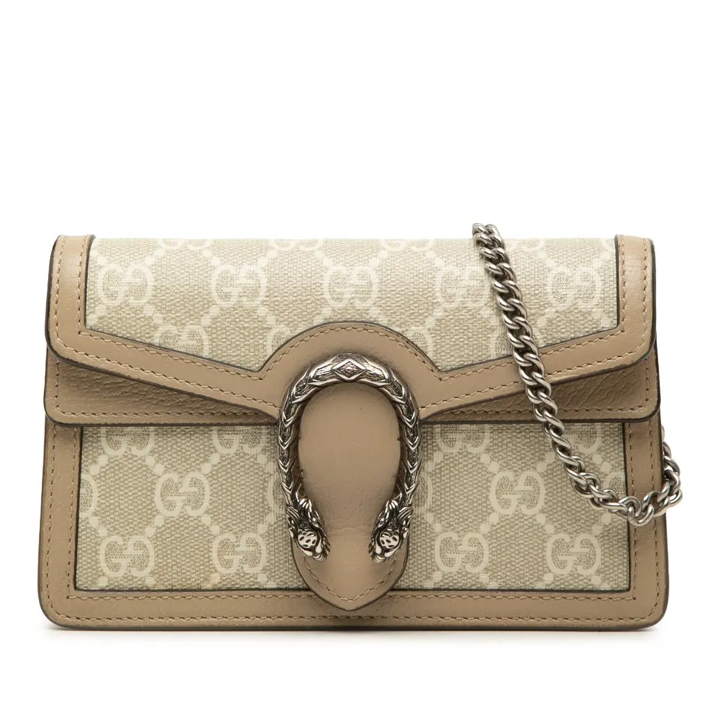 Gucci Mini GG Supreme Dionysus Crossbody Beige Canvas Very good - Front View
