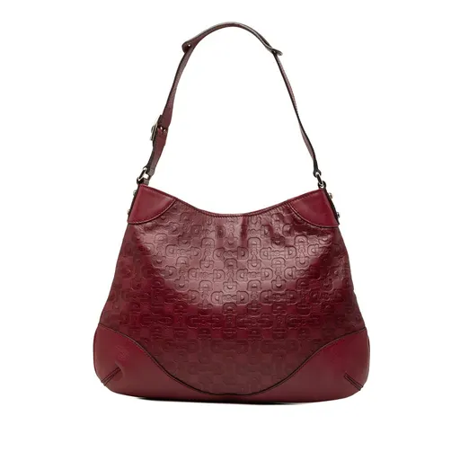 Gucci هورسبيت Embossed جلد العجل حقيبة هوبو