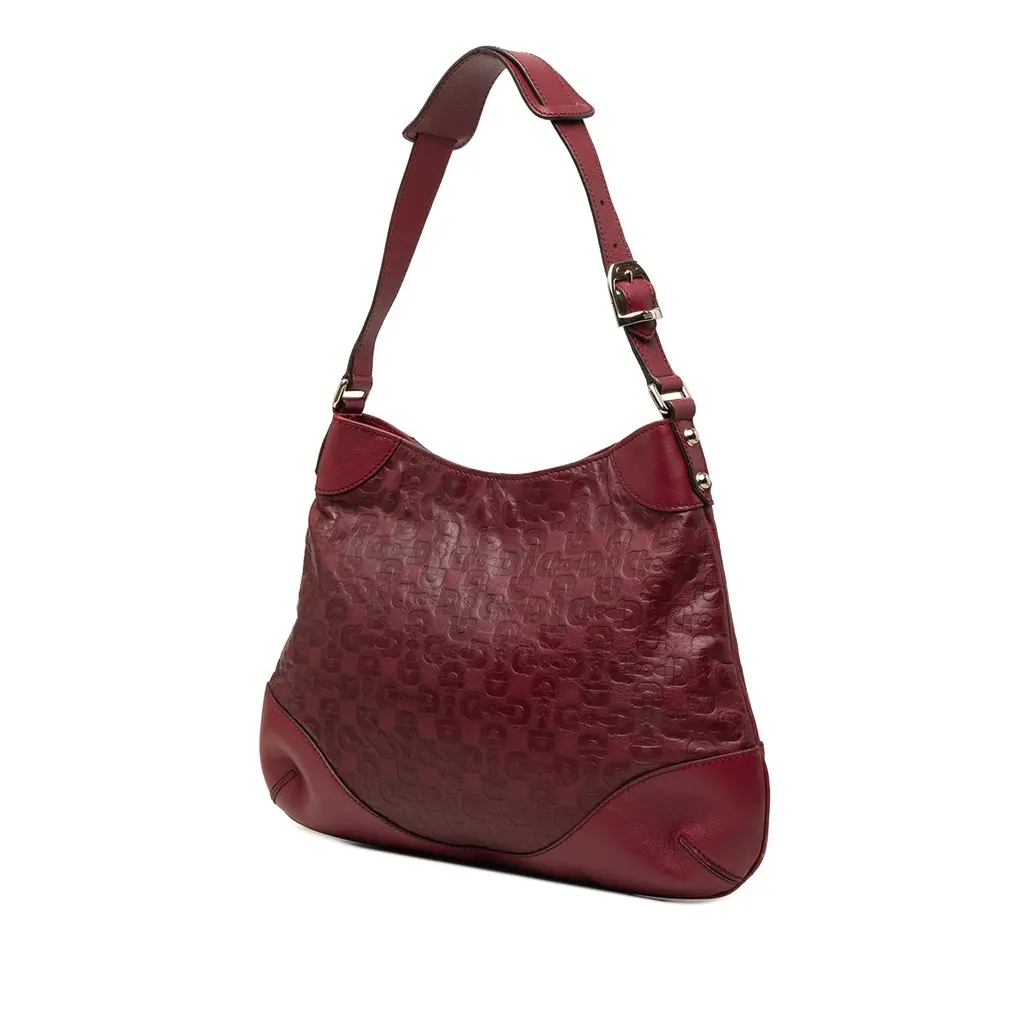 Gucci Horsebit Embossed Calfskin Hobo Red Leather Good - Back View