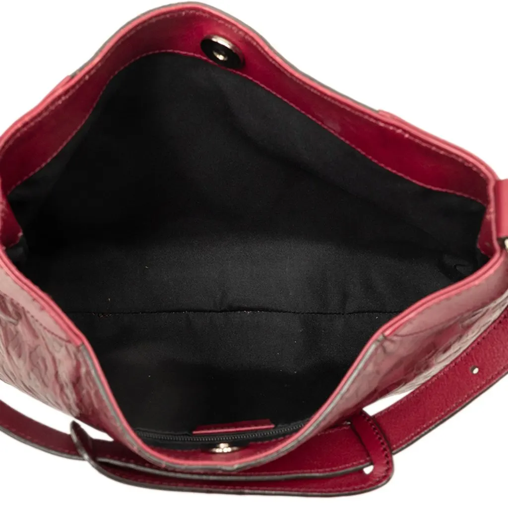 Gucci Horsebit Embossed Calfskin Hobo Red Leather Good - Model View