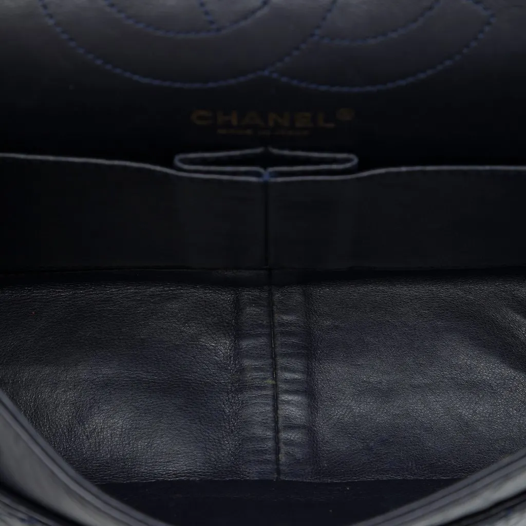 Chanel Quilted Aged Calfskin Reissue 2.55 Double Flap 226 Blue Leather Very good - Model View