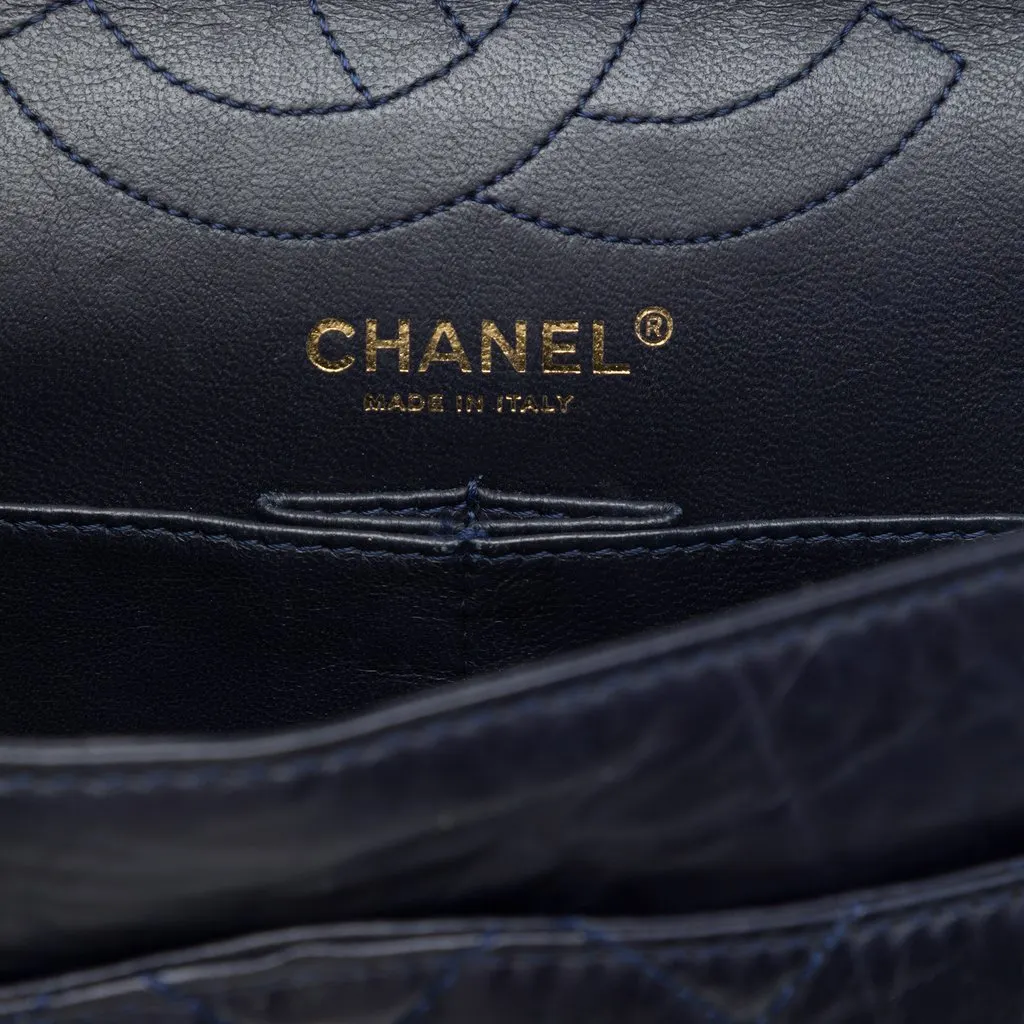 Chanel Quilted Aged Calfskin Reissue 2.55 Double Flap 226 Blue Leather Very good - Box View