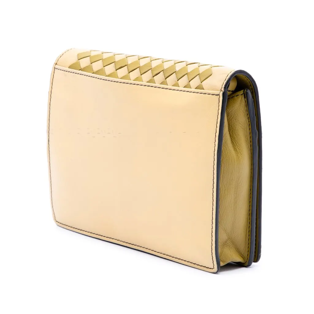 Bottega Veneta Nappa Intrecciato Studded Wallet on Chain Yellow Leather Very good - Back View