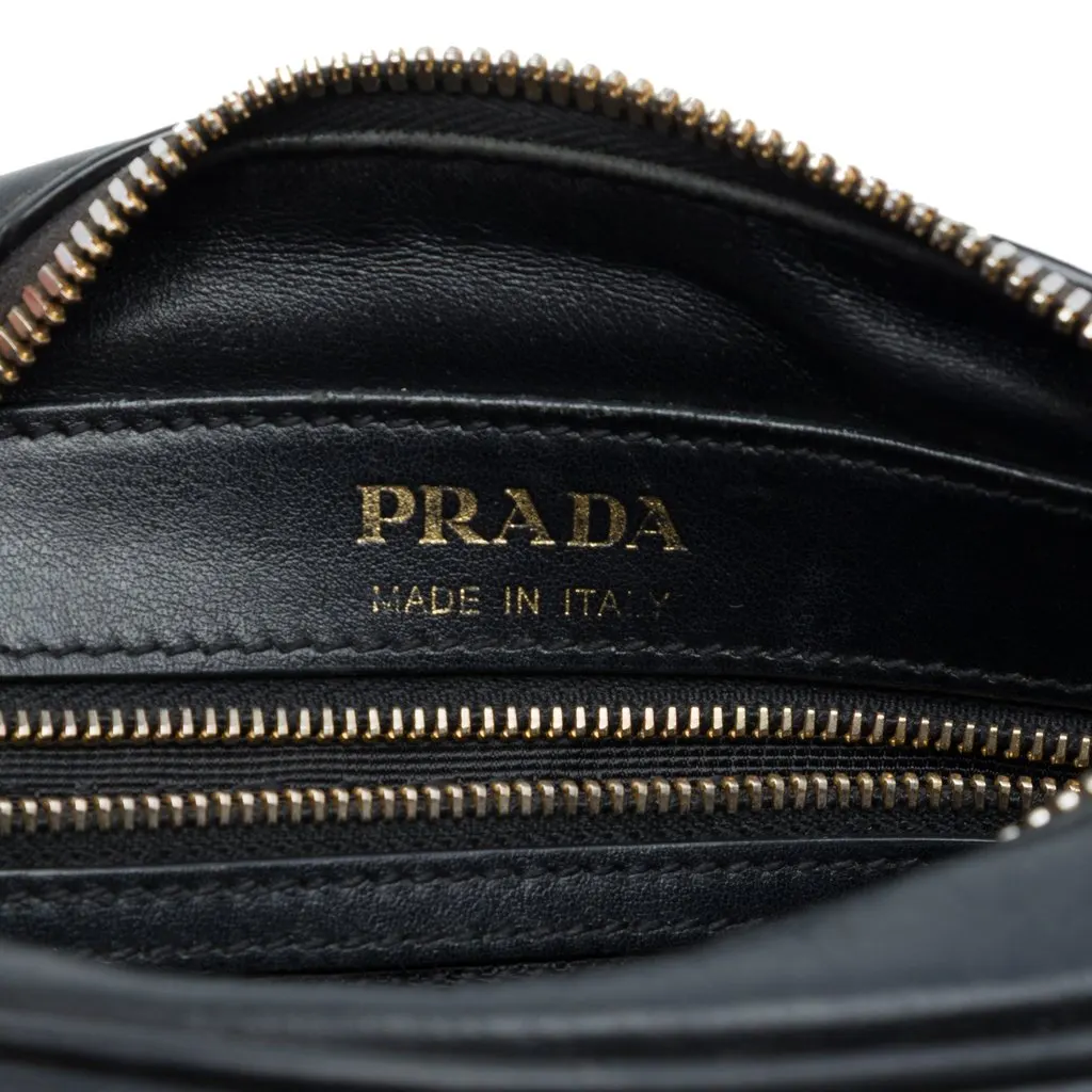 Prada City Calf Studded Camera Bag Black Leather Very good - Box View