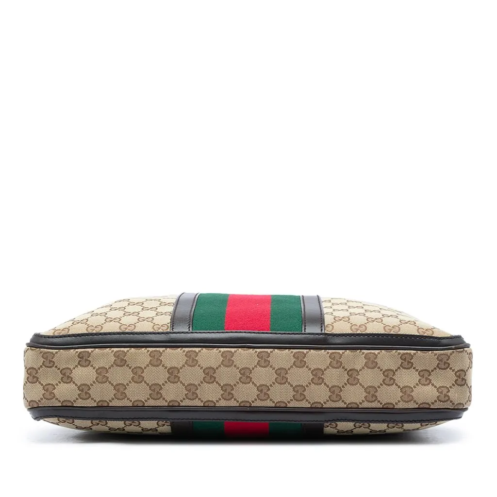 Gucci GG Canvas Web Briefcase Beige Very good - Inside View
