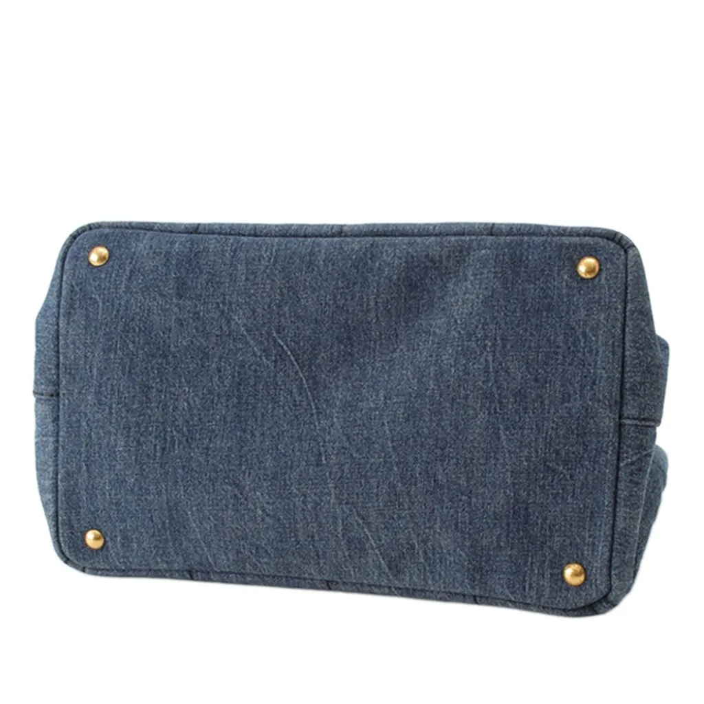 Prada Denim Canapa Logo Tote Blue Very good - Box View