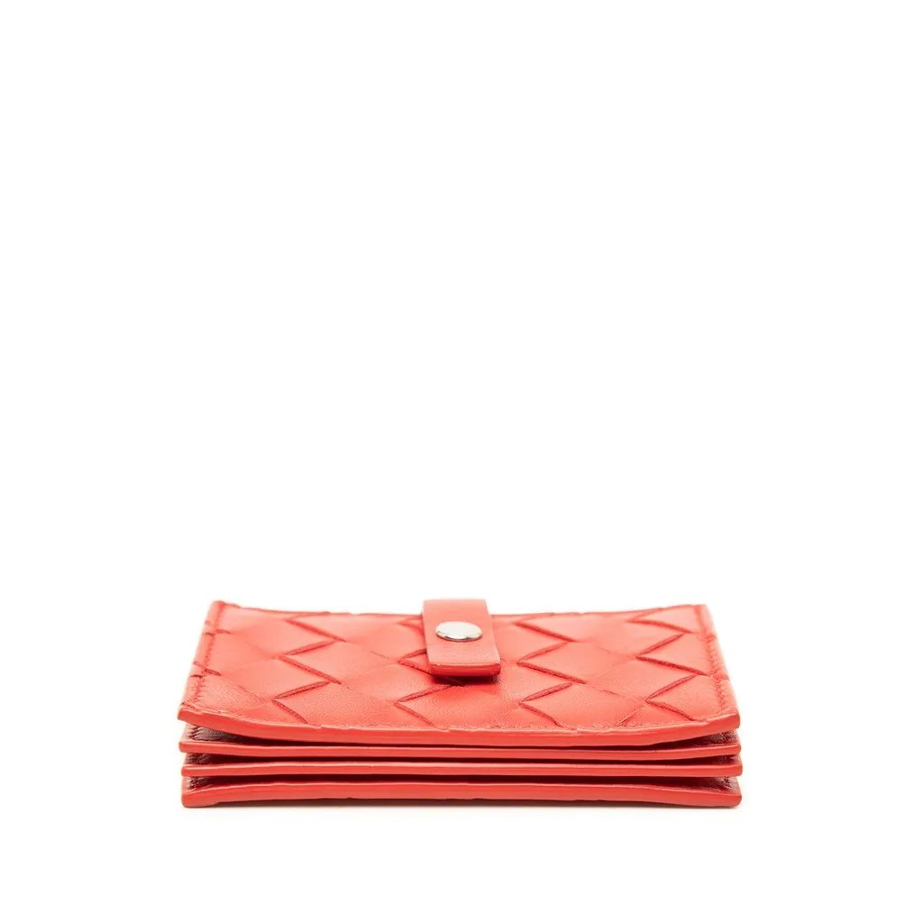 Bottega Veneta Nappa Intrecciato Card Holder Red Leather Very good - Inside View