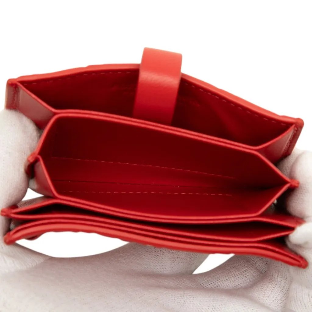 Bottega Veneta Nappa Intrecciato Card Holder Red Leather Very good - Model View