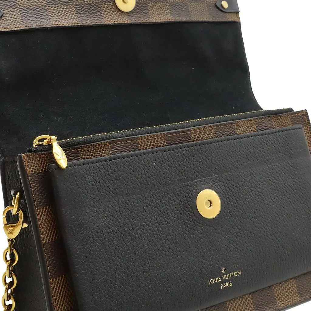 Louis Vuitton Damier Ebene Vavin Wallet on Chain Brown Very good - Model View