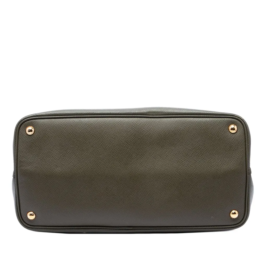 Prada Large Saffiano Cuir Double Satchel Green Leather Very good - Inside View