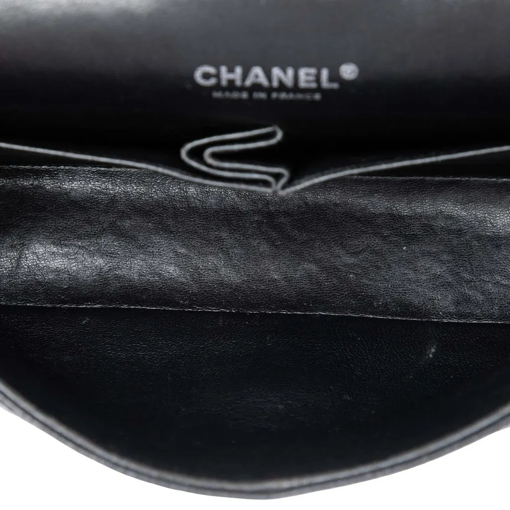 Chanel Medium Classic Caviar Double Flap Black Leather Good - Model View