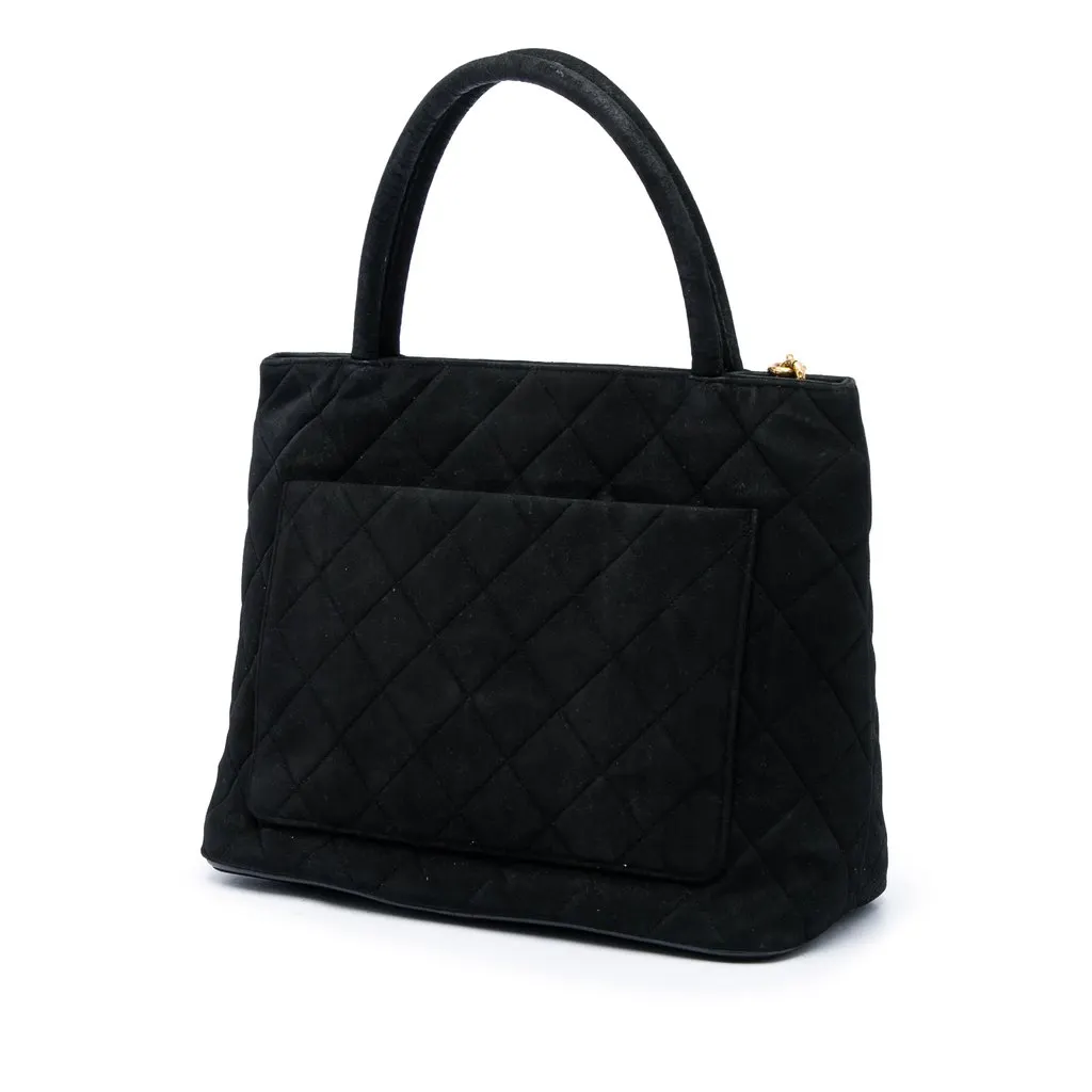 Chanel Suede Medallion Tote Black Leather Very good - Back View
