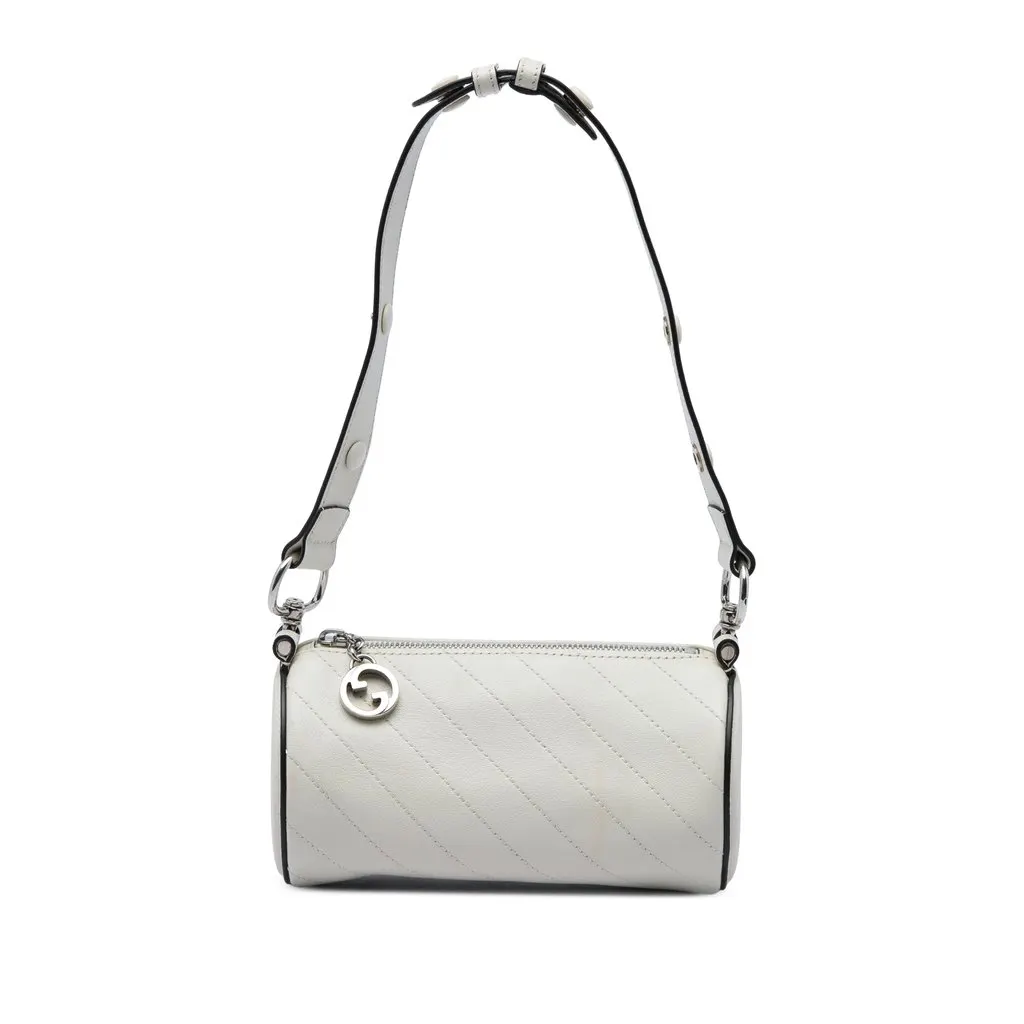 Gucci Mini Calfskin Blondie Barrel Shoulder Bag White Leather Very good - Front View