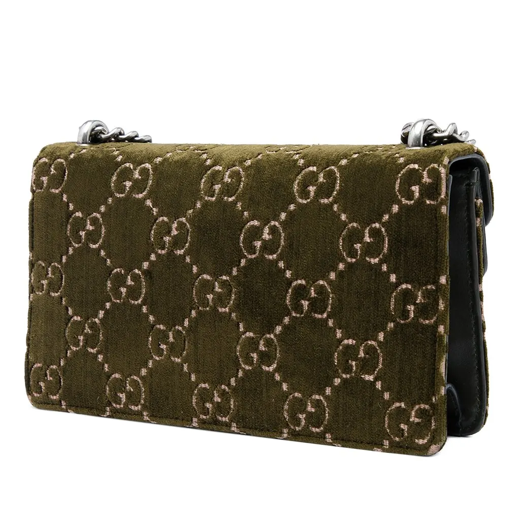 Gucci Medium GG Velvet Dionysus Crossbody Green Velvet Good - Back View