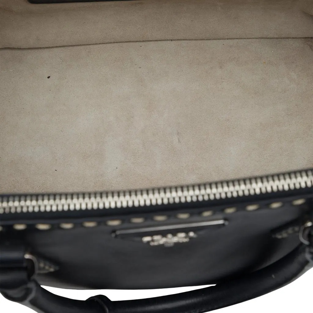 Prada Medium City Calf Hand Stitched Galleria Double Zip Satchel Black Leather Very good - Model View