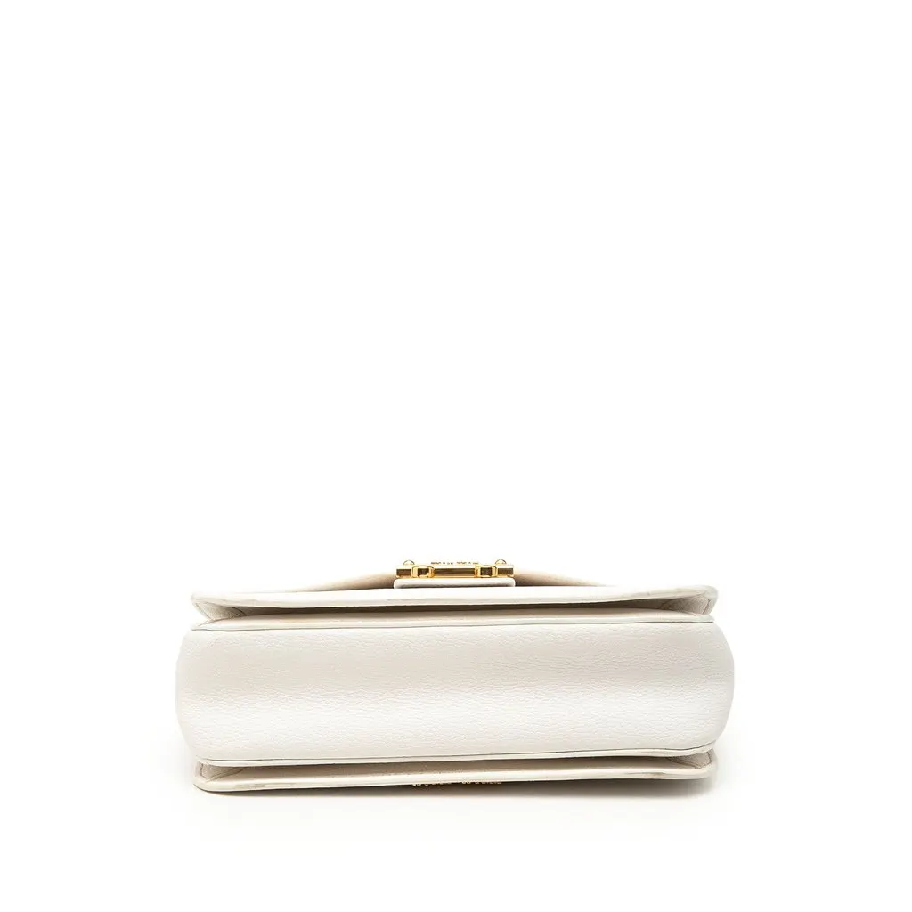 Miu Miu Goatskin Madras Push Lock Top Handle Satchel White Leather Very good - Inside View