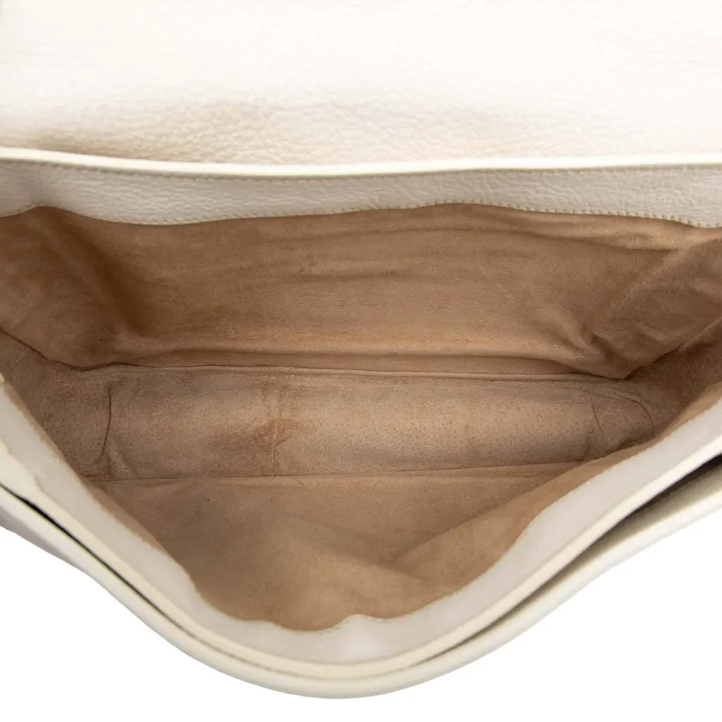 Miu Miu Goatskin Madras Push Lock Top Handle Satchel White Leather Very good - Model View