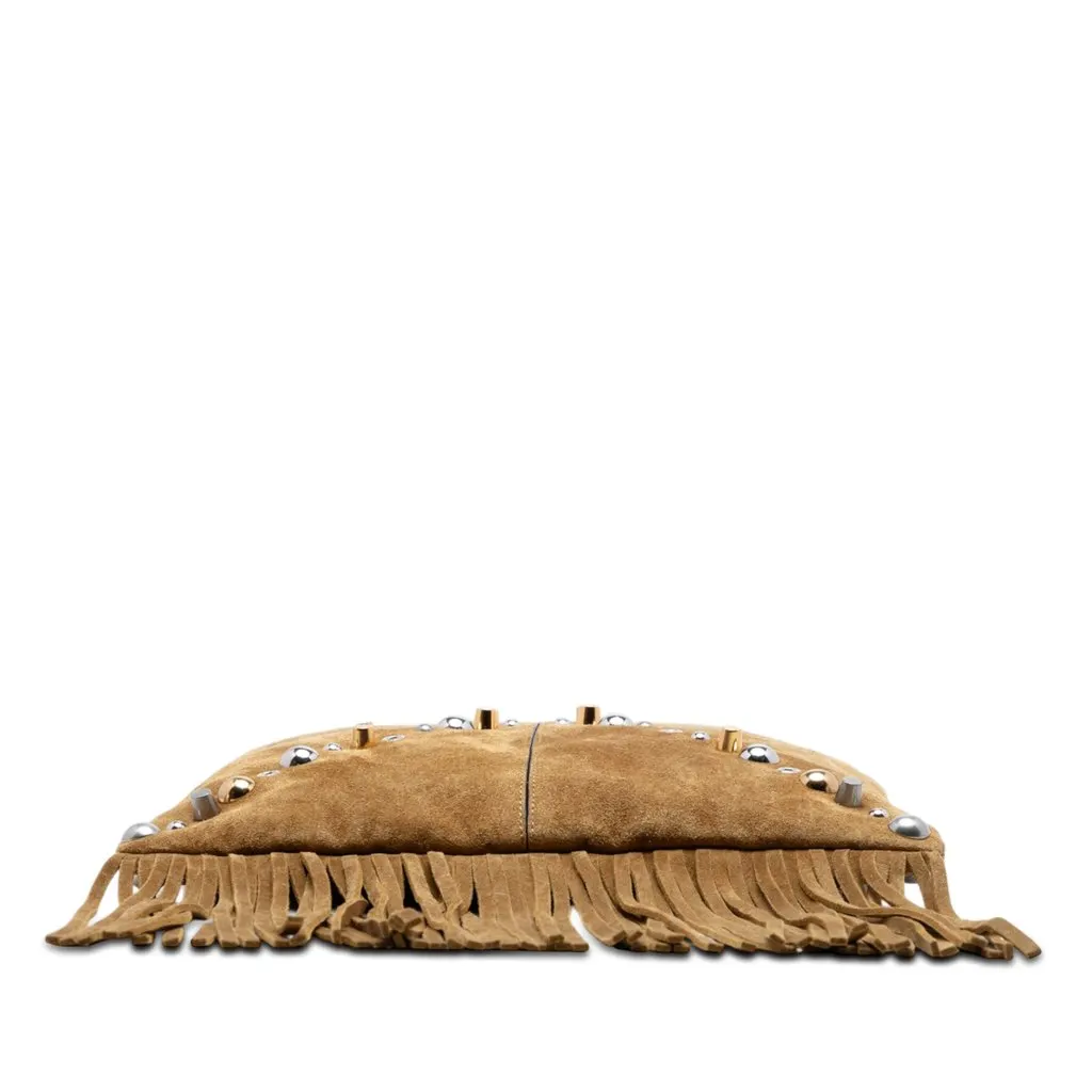 Valentino Suede Studded Nellcote Fringe Crossbody Brown Leather Very good - Inside View