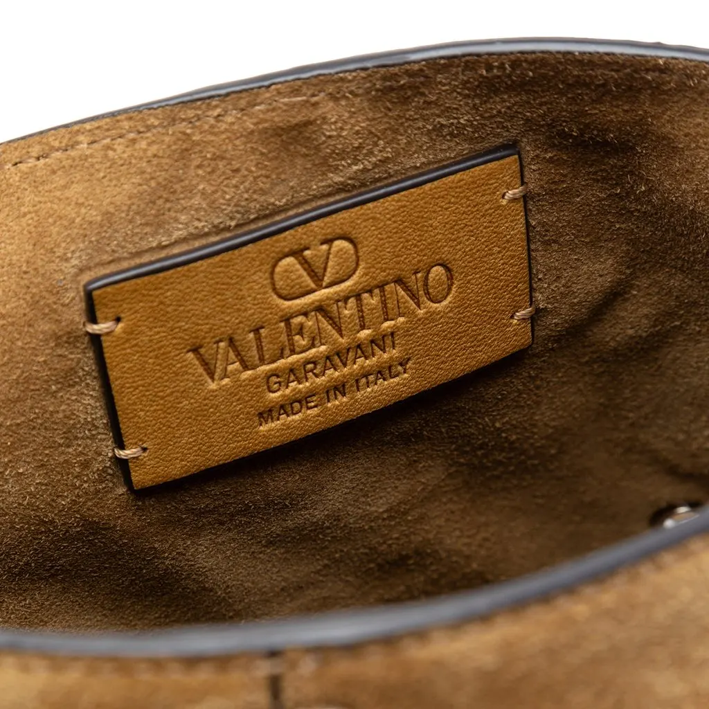 Valentino Suede Studded Nellcote Fringe Crossbody Brown Leather Very good - Box View