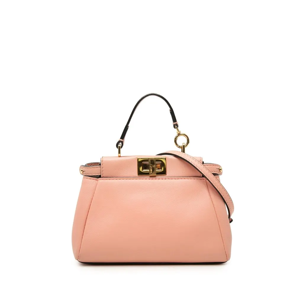 Fendi Micro Leather Peekaboo Satchel Pink Leather Very good - Front View