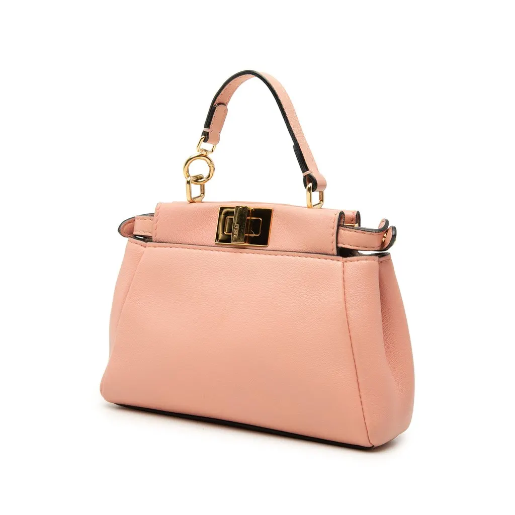 Fendi Micro Leather Peekaboo Satchel Pink Leather Very good - Back View