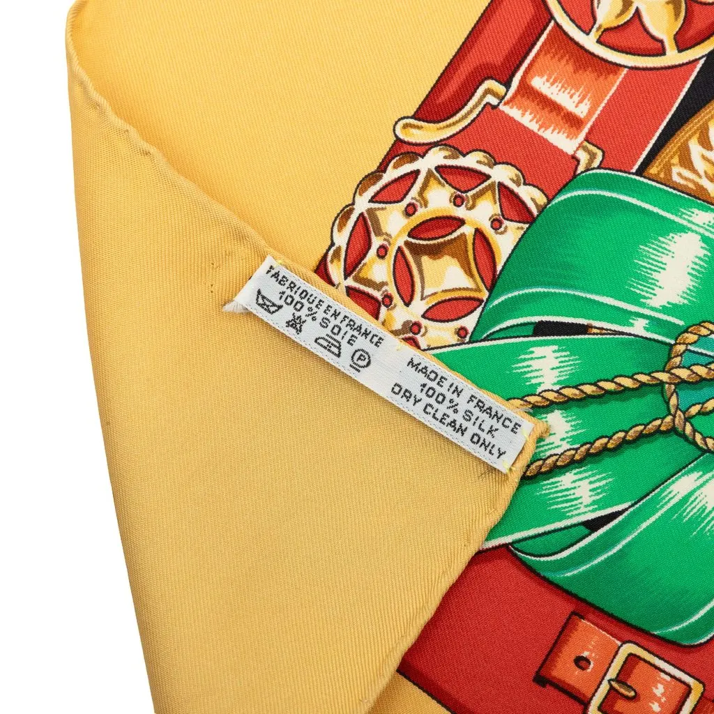 Hermès Chevaux De Trait Silk Scarf 90 Yellow Silk Very good - Model View